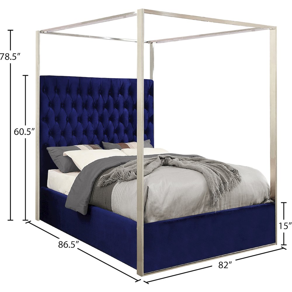 Porter Navy Velvet King Bed