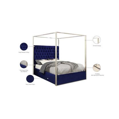 Porter Navy Velvet King Bed