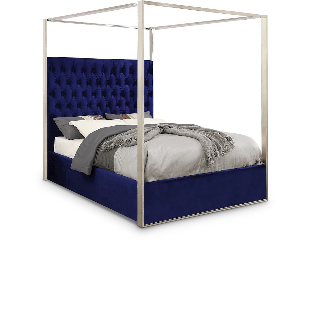 Porter Navy Velvet King Bed