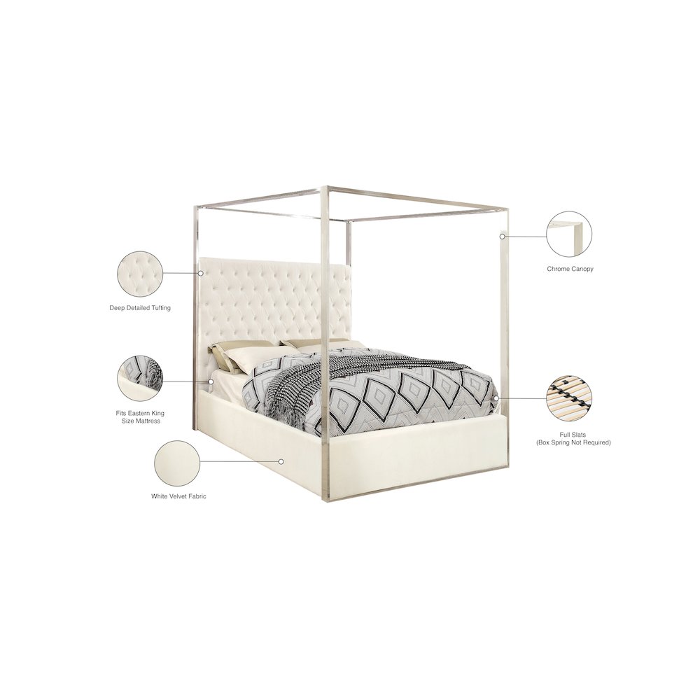 Porter White Velvet King Bed