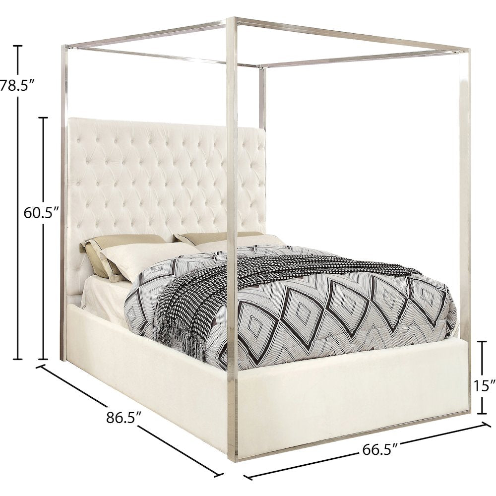 Porter White Velvet Queen Bed