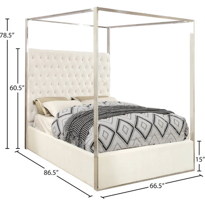 Porter White Velvet Queen Bed