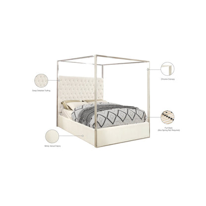 Porter White Velvet Queen Bed