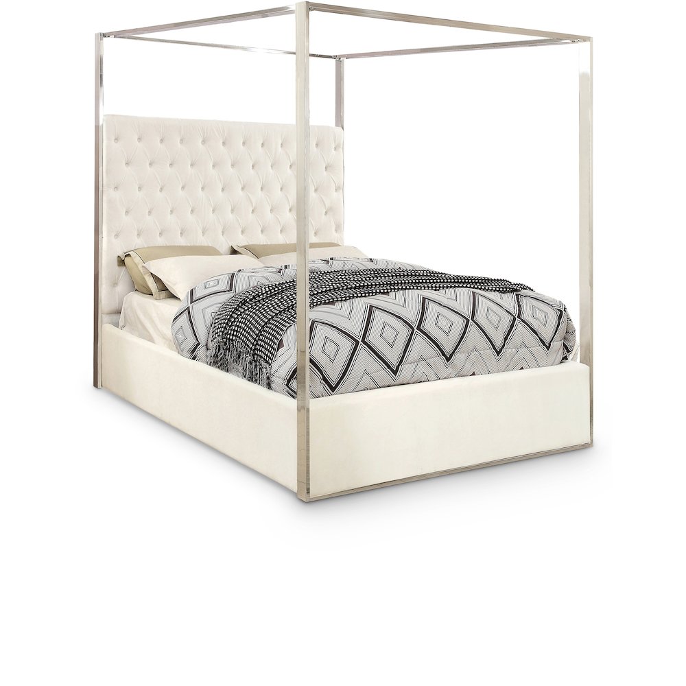 Porter White Velvet Queen Bed