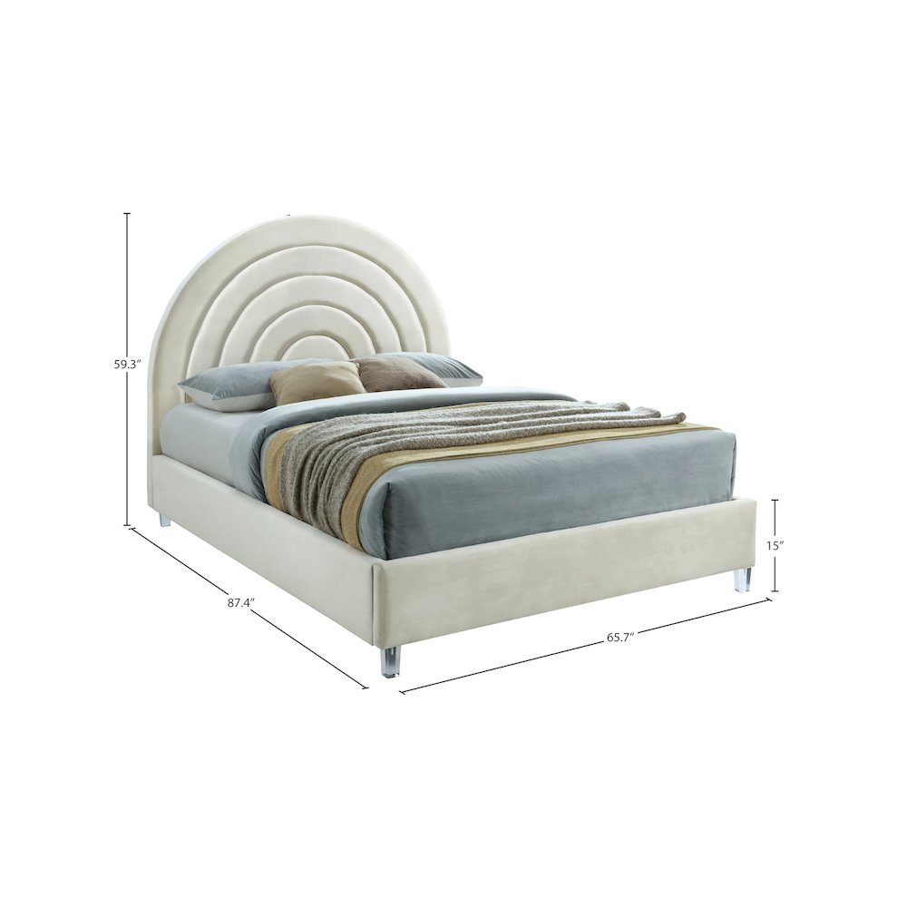 Rainbow Cream Velvet Queen Bed