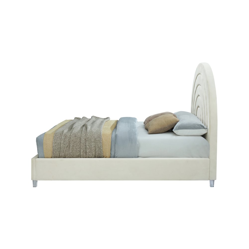 Rainbow Cream Velvet Queen Bed