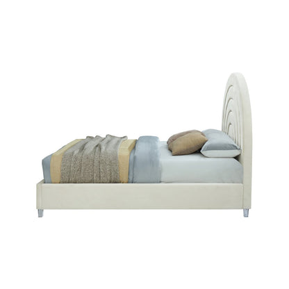 Rainbow Cream Velvet Queen Bed