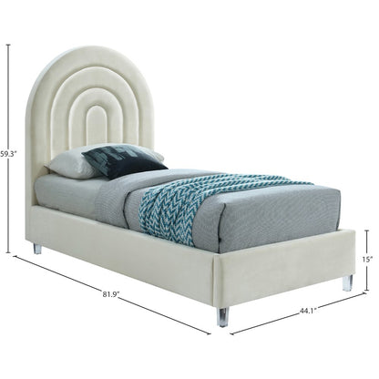 Rainbow Cream Velvet Twin Bed