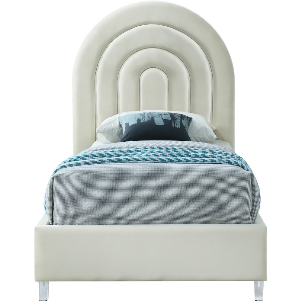 Rainbow Cream Velvet Twin Bed