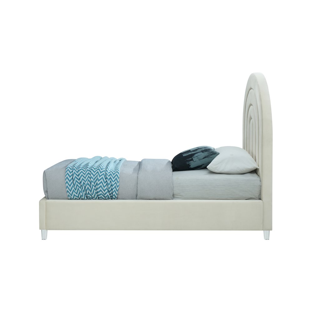 Rainbow Cream Velvet Twin Bed