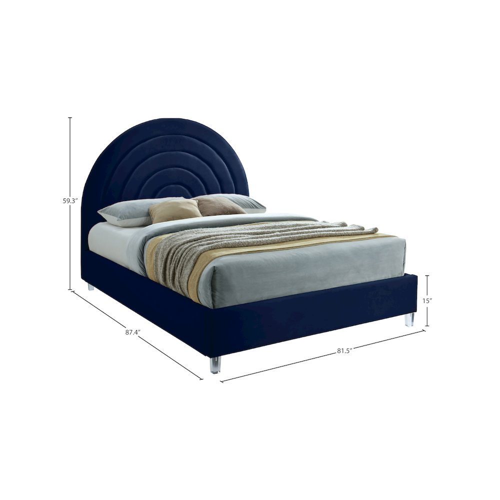 Rainbow Navy Velvet King Bed