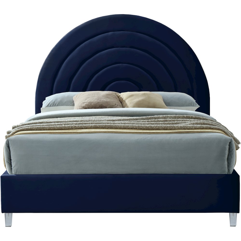 Rainbow Navy Velvet King Bed