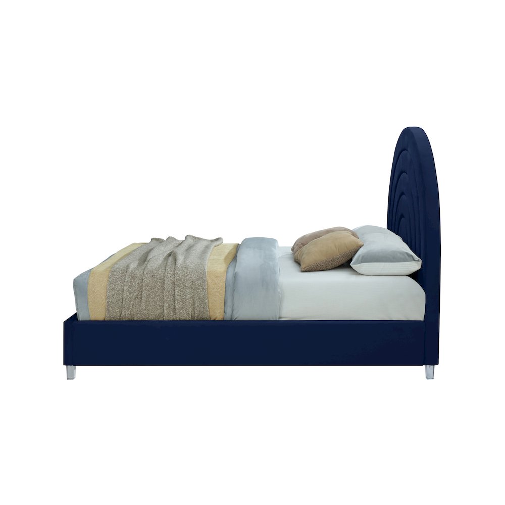 Rainbow Navy Velvet King Bed
