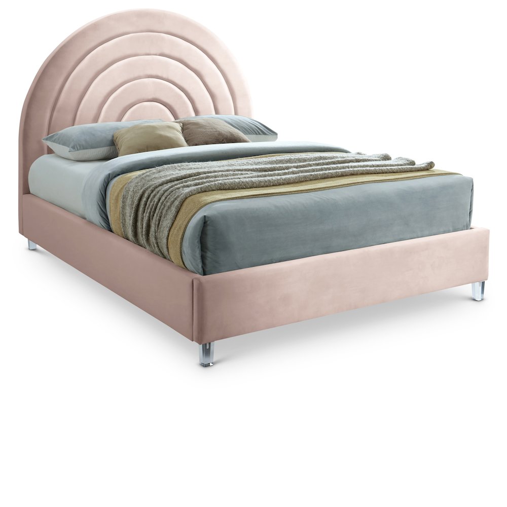 Rainbow Pink Velvet Full Bed