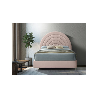 Rainbow Pink Velvet Queen Bed
