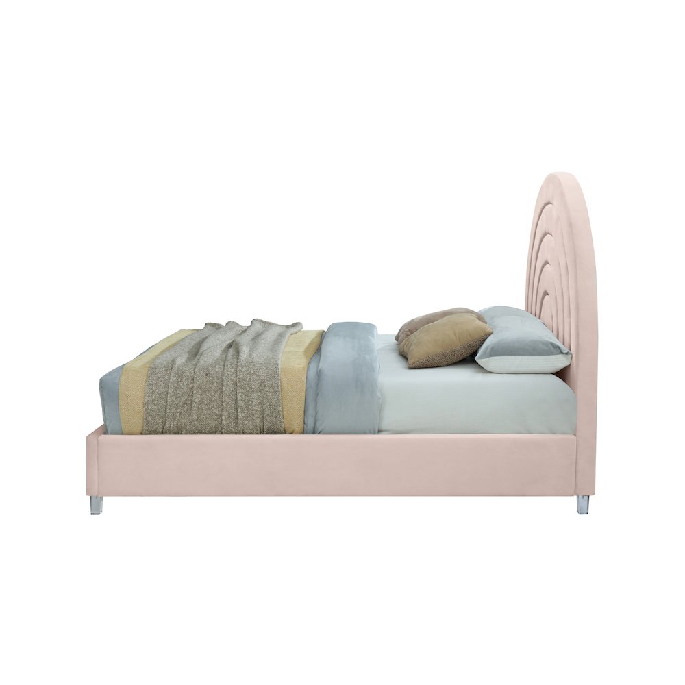 Rainbow Pink Velvet Queen Bed