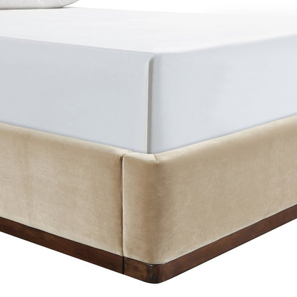 Rava Beige / Brown Velvet Upholstered Full Bed