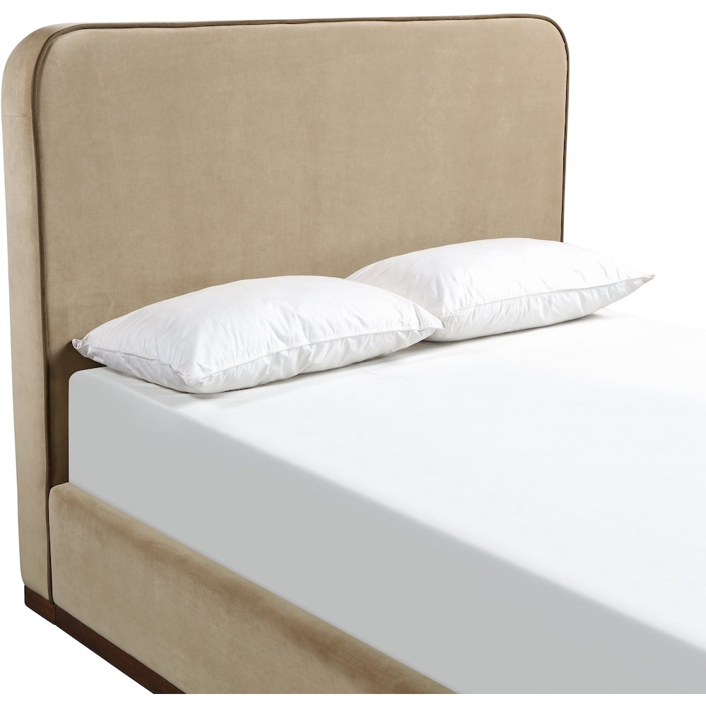 Rava Beige / Brown Velvet Upholstered King Bed