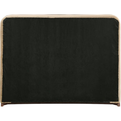 Rava Beige / Brown Velvet Upholstered Queen Bed