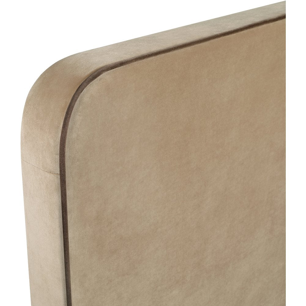 Rava Beige / Brown Velvet Upholstered Queen Bed