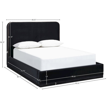 Rava Black / Taupe Velvet Upholstered Full Bed