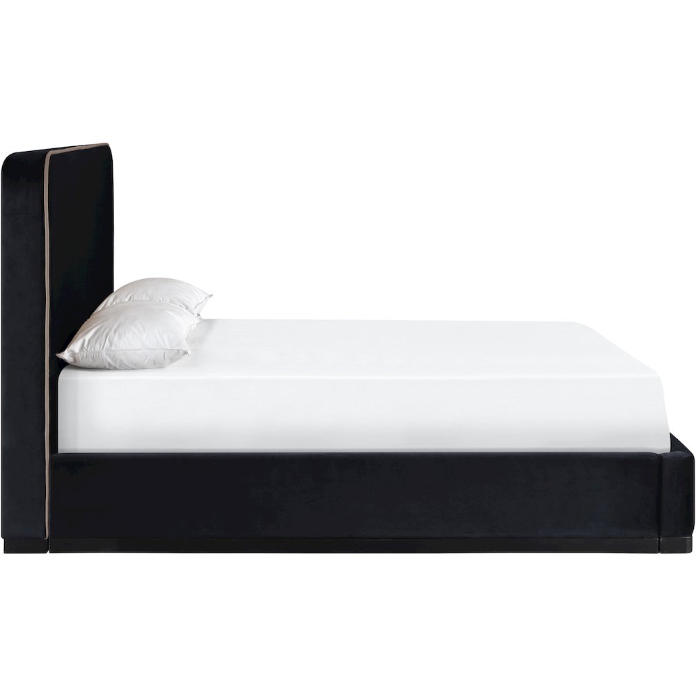 Rava Black / Taupe Velvet Upholstered Full Bed