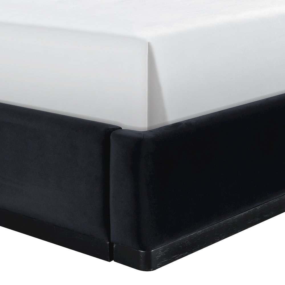Rava Black / Taupe Velvet Upholstered Full Bed