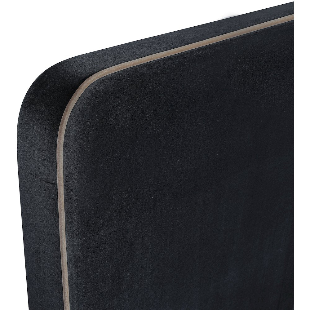Rava Black / Taupe Velvet Upholstered Full Bed