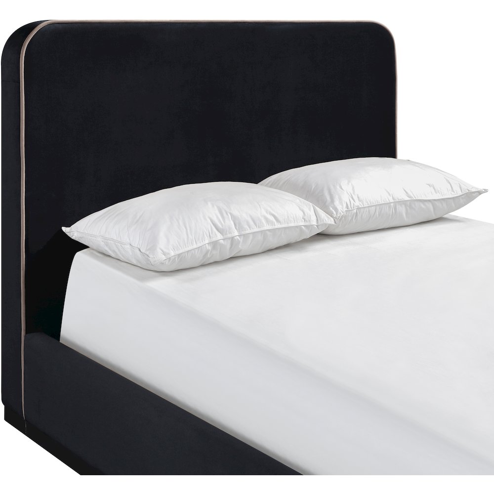 Rava Black / Taupe Velvet Upholstered King Bed