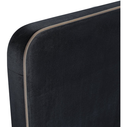 Rava Black / Taupe Velvet Upholstered Queen Bed