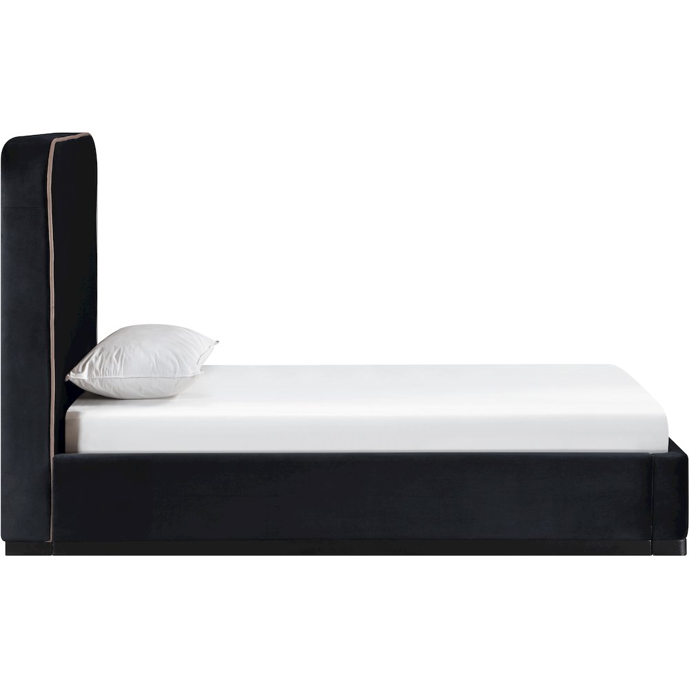 Rava Black / Taupe Velvet Upholstered Twin Bed