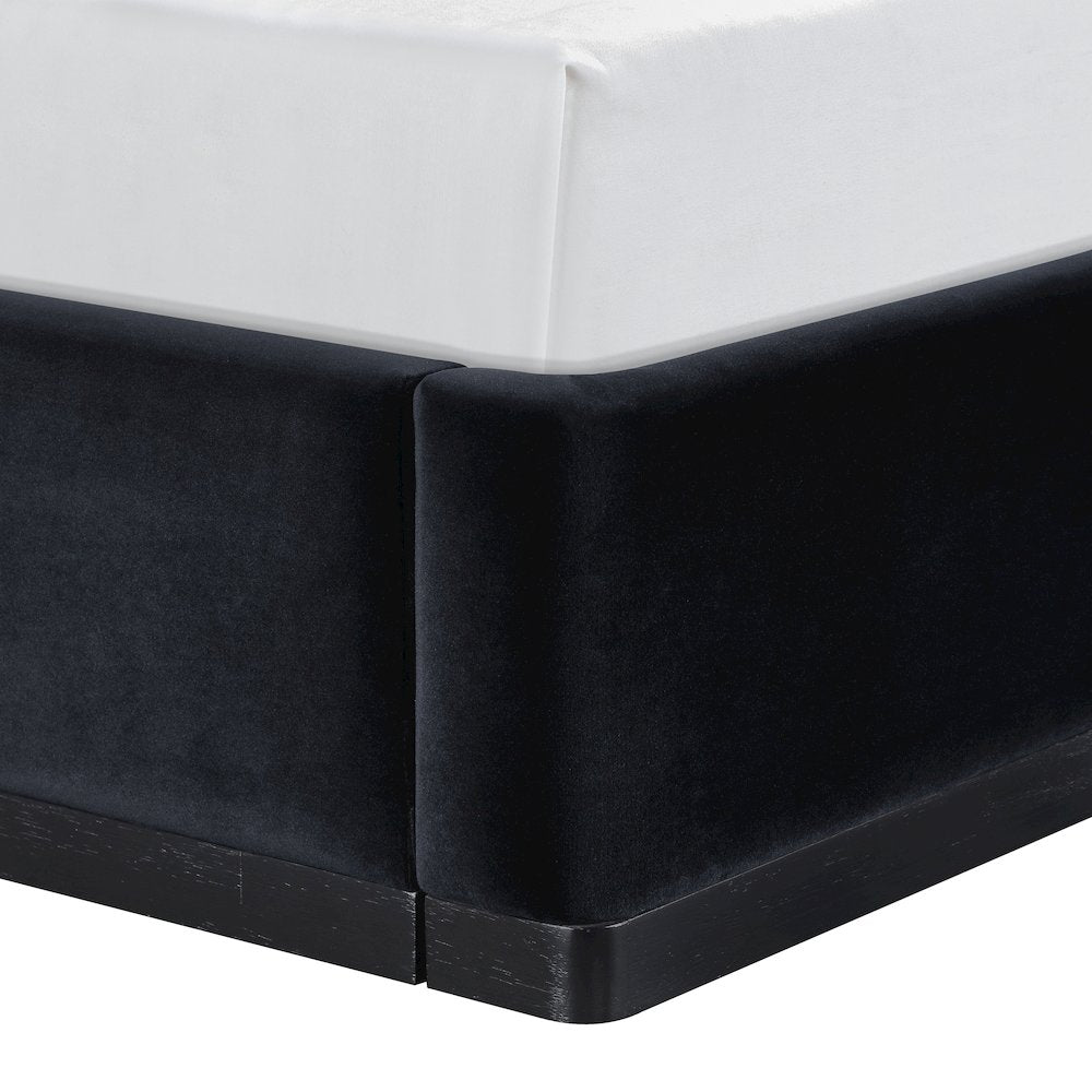Rava Black / Taupe Velvet Upholstered Twin Bed