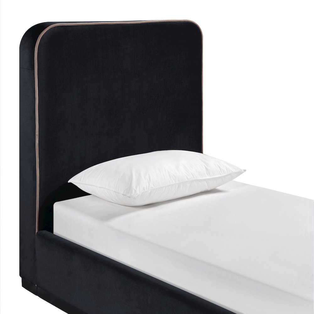 Rava Black / Taupe Velvet Upholstered Twin Bed
