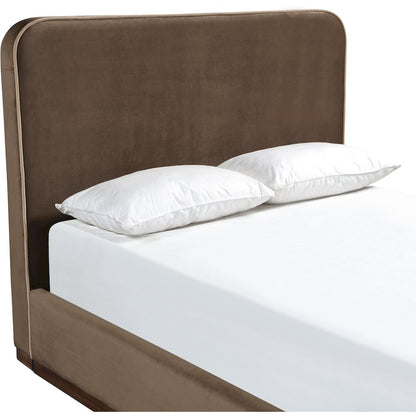 Rava Brown / Beige Velvet Upholstered Full Bed