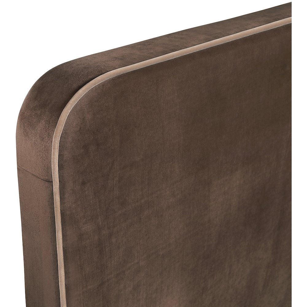 Rava Brown / Beige Velvet Upholstered Full Bed