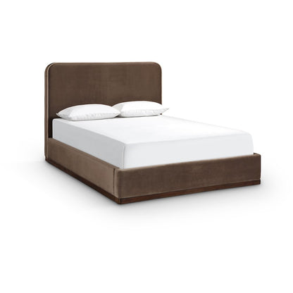 Rava Brown / Beige Velvet Upholstered King Bed