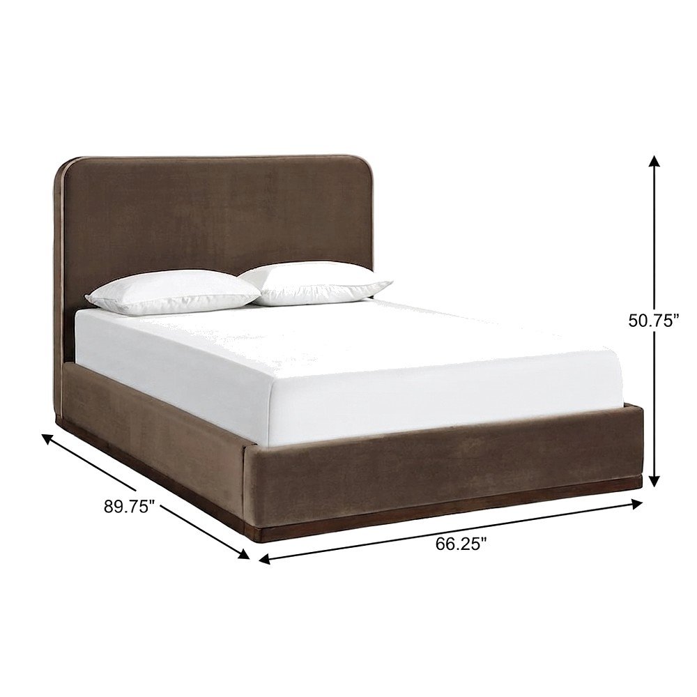 Velvet Queen Panel Bed Frame with Headboard, Corner-Reinforced, Painted