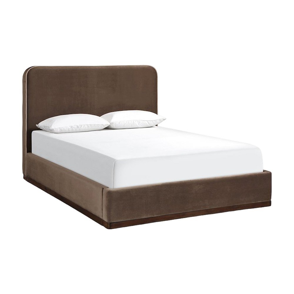 Velvet Queen Panel Bed Frame with Headboard, Corner-Reinforced, Painted