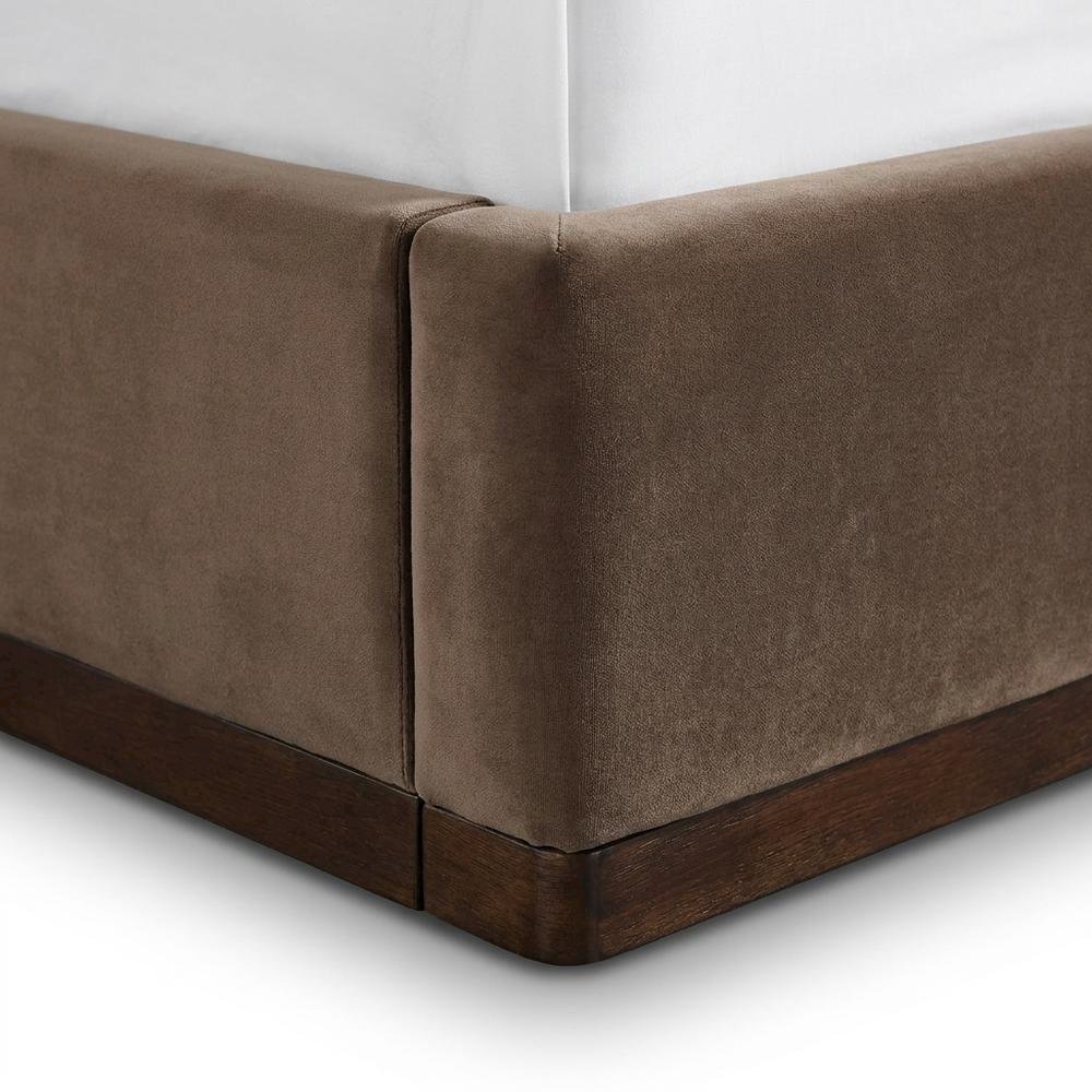 Velvet Queen Panel Bed Frame with Headboard, Corner-Reinforced, Painted