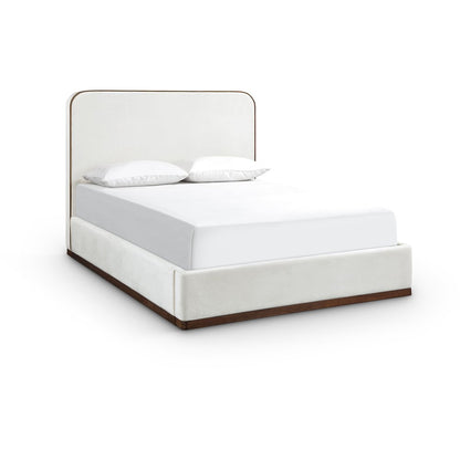 Rava Cream / Beige Velvet Upholstered Full Bed