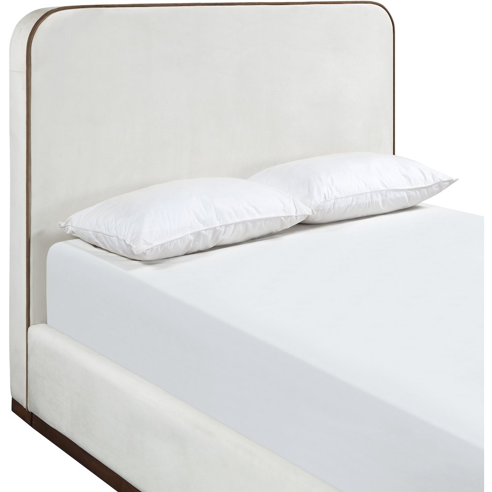 Rava Cream / Beige Velvet Upholstered Full Bed