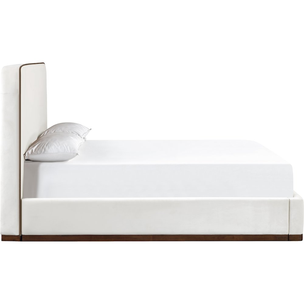 Rava Cream / Beige Velvet Upholstered King Bed