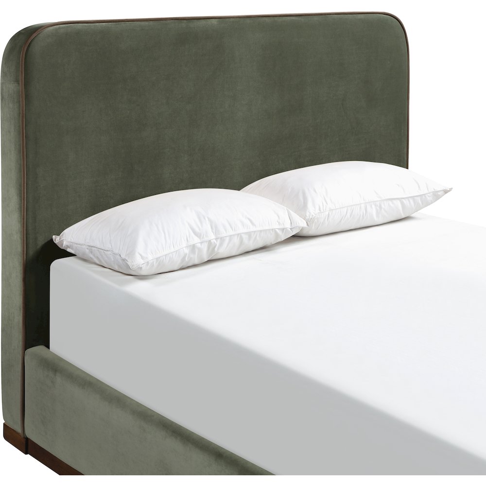 Rava Green / Brown Velvet Upholstered Full Bed