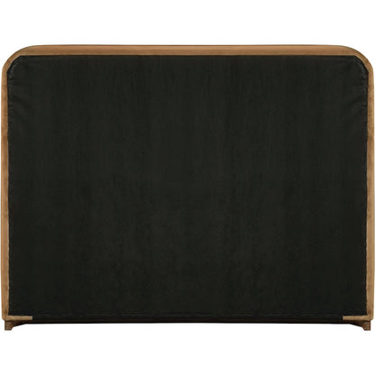 Rava Saddle / Brown Velvet Upholstered Full Bed