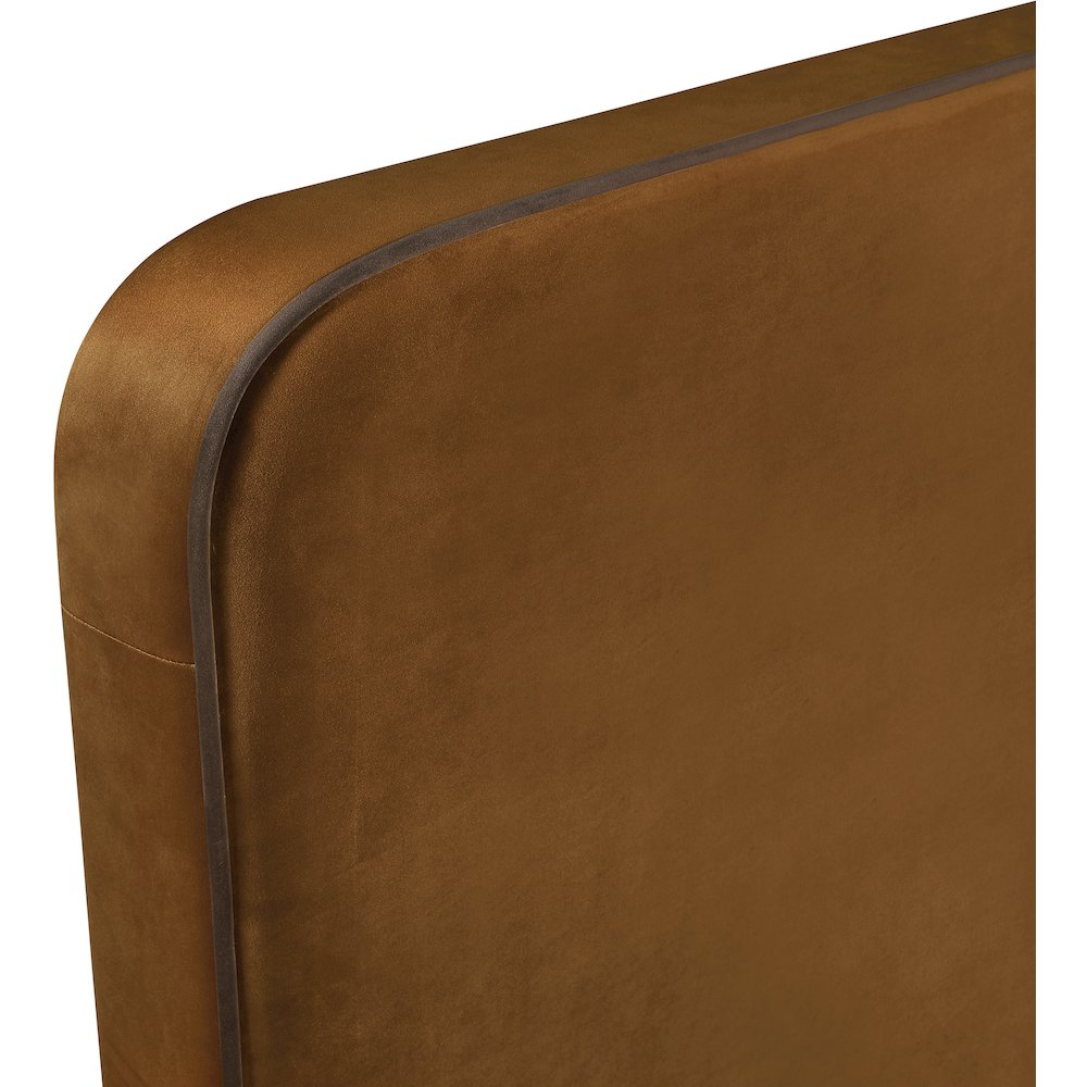 Rava Saddle / Brown Velvet Upholstered Full Bed