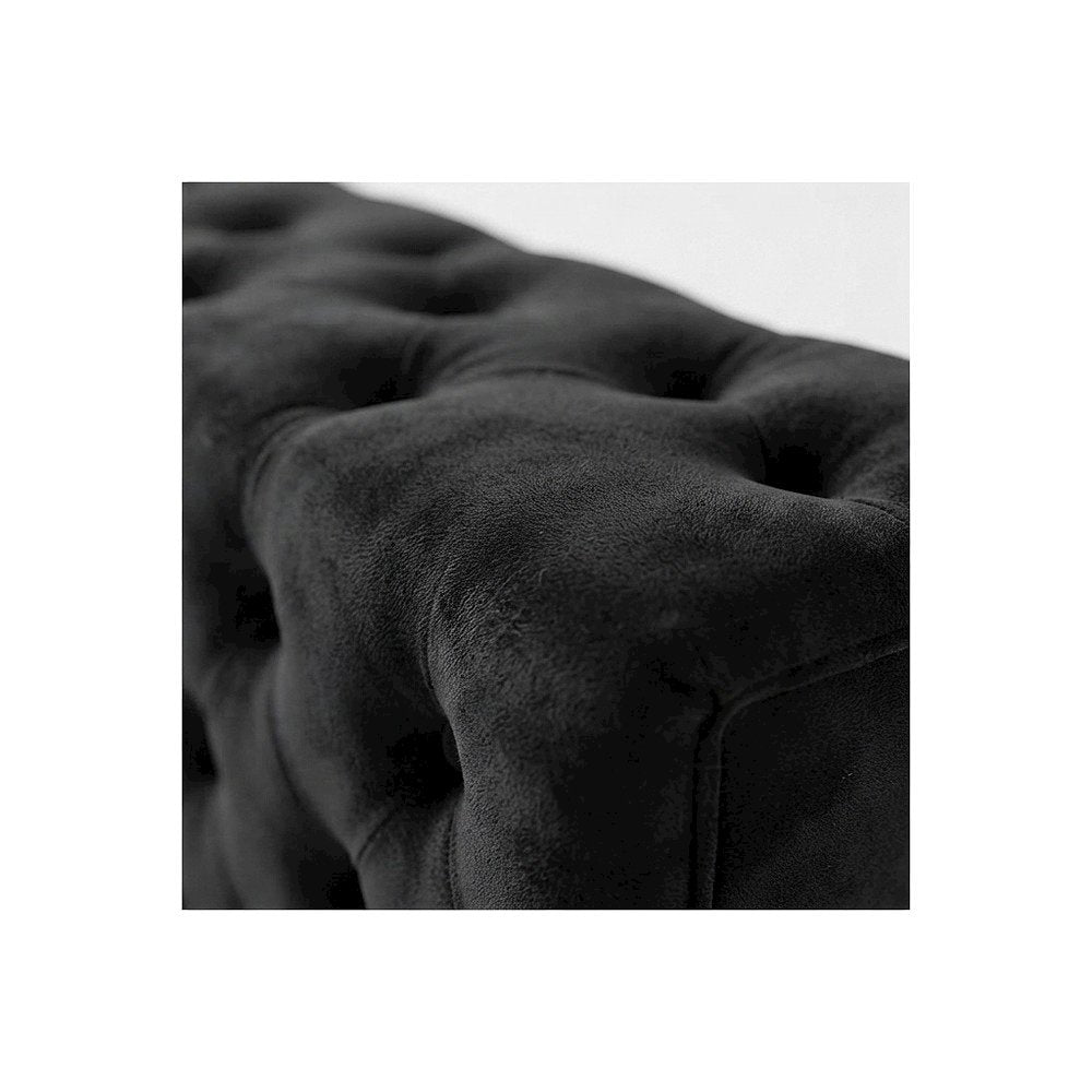 Velvet King Size Platform Bed Frame with Tufted Panel Headboard, Black Velvet