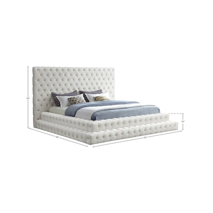 Revel Cream Velvet Queen Bed