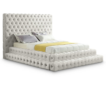 Revel Cream Velvet Queen Bed