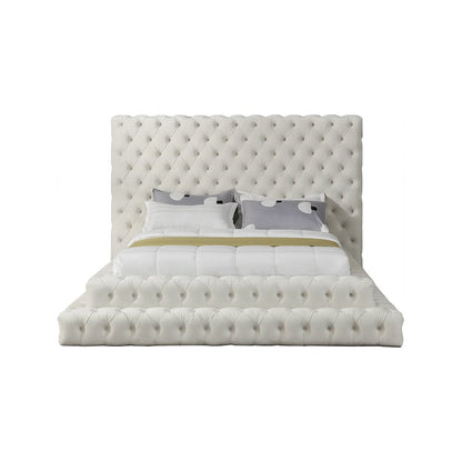 Revel Cream Velvet Queen Bed