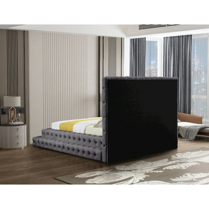Revel Grey Velvet Queen Bed